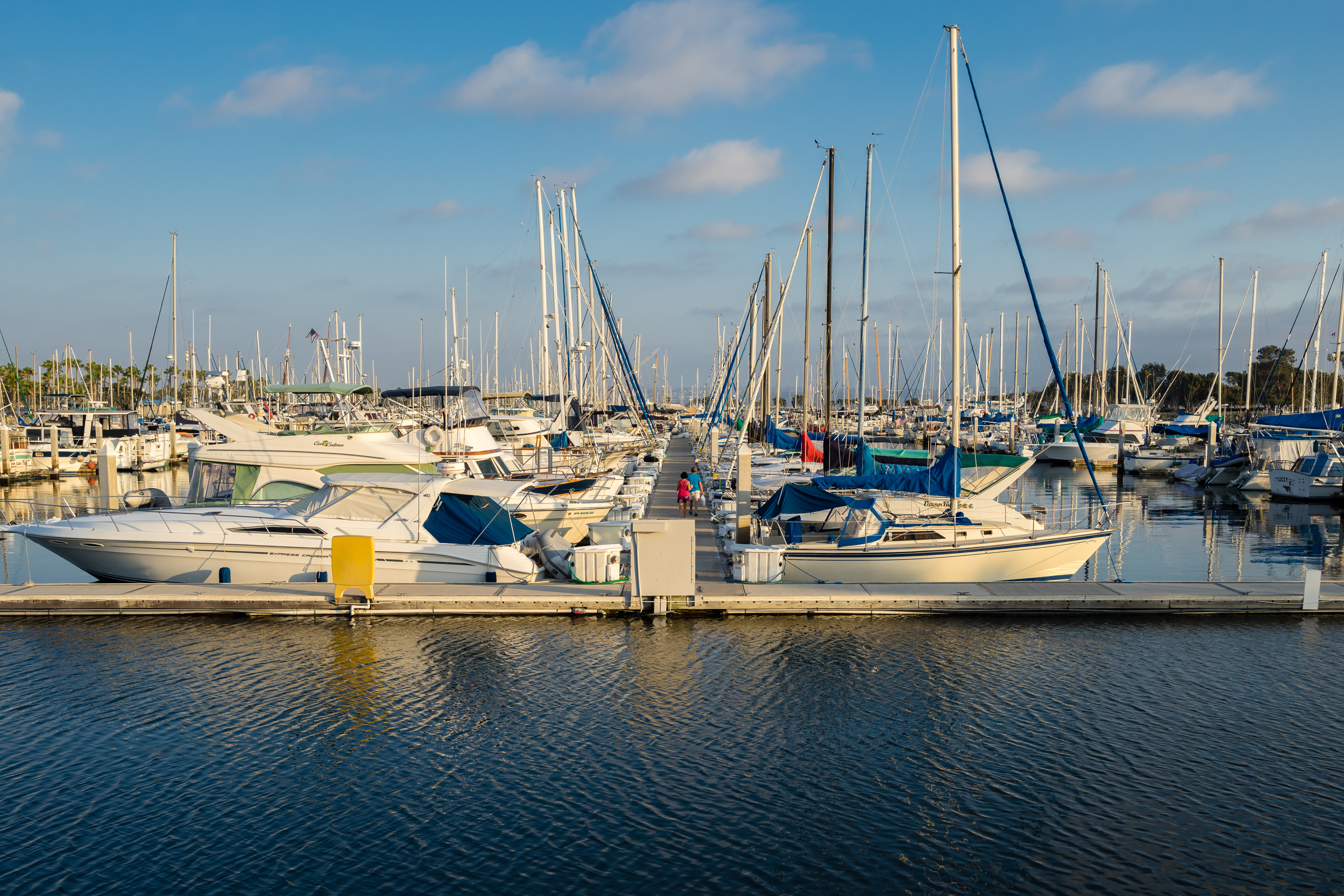 Chula Vista Marina with boats at golden hour